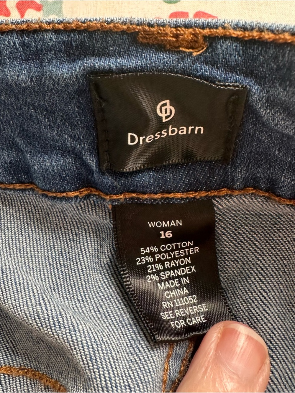 dressbarn Straight Leg Fringe Hem Women’s Jeans - Dark Blue Wash - Picture 4 of 5